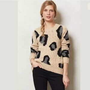 Anthropologie Sleeping On Snow Guepardo Leopard Print Sweater Women’s Size M
